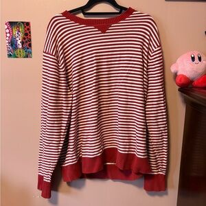 Tommy Hilfiger Red and White Striped Sweater